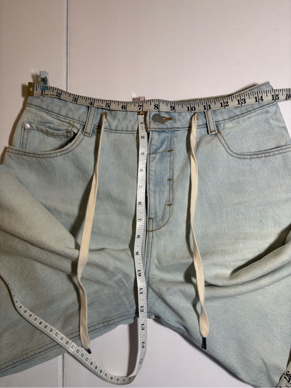 Pilcro Light Blue Boyfriend Denim Bermuda Shorts with Drawstring - Picture 5 of 8